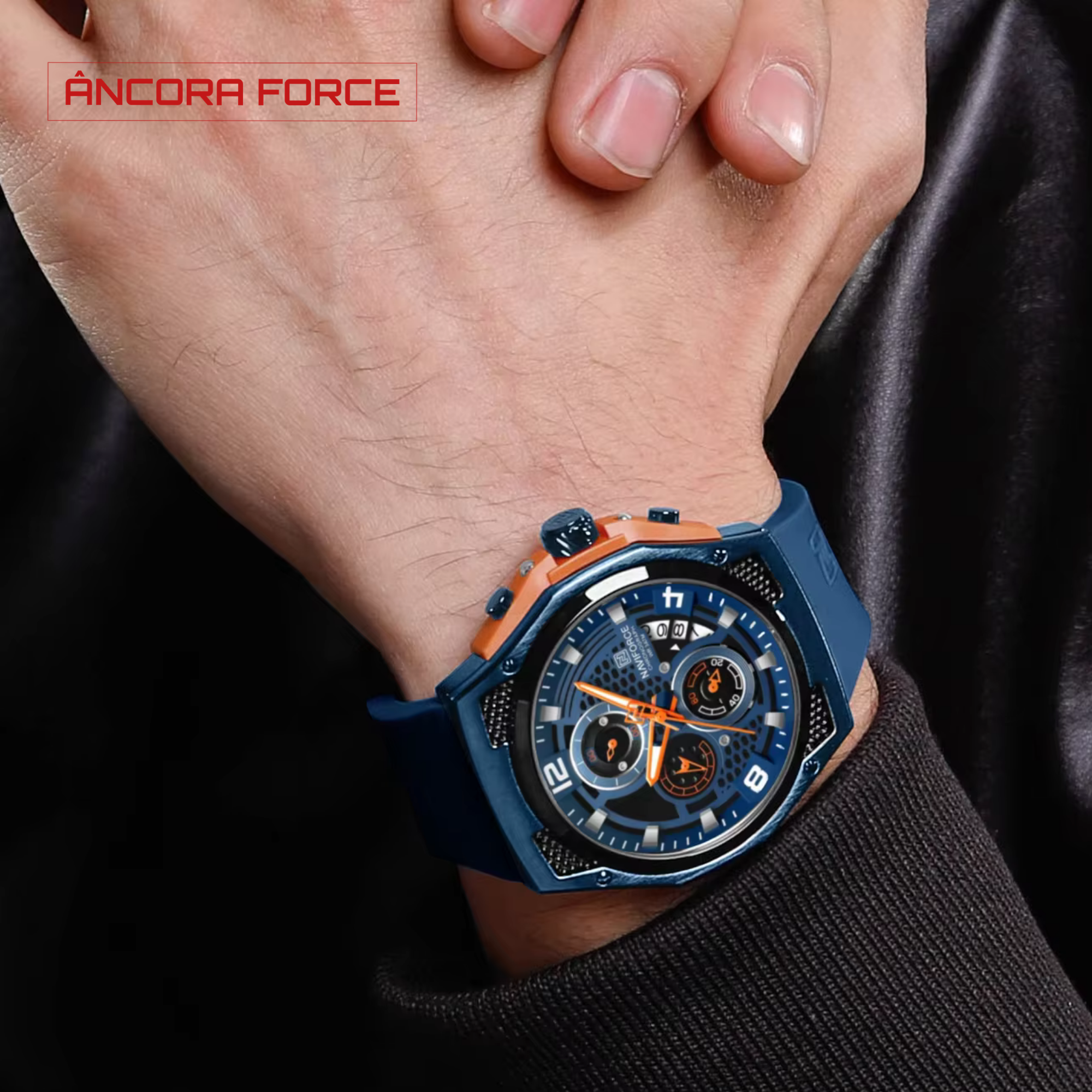 Relógio Masculino Naviforce NF8051T Quartzo Azul Resistente à Água
