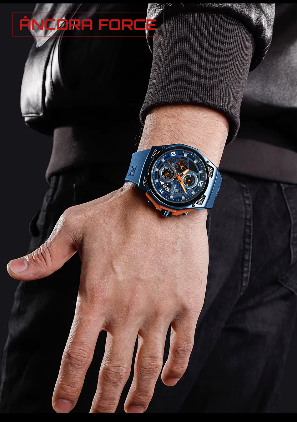 Relógio Masculino Naviforce NF8051T Quartzo Azul Resistente à Água