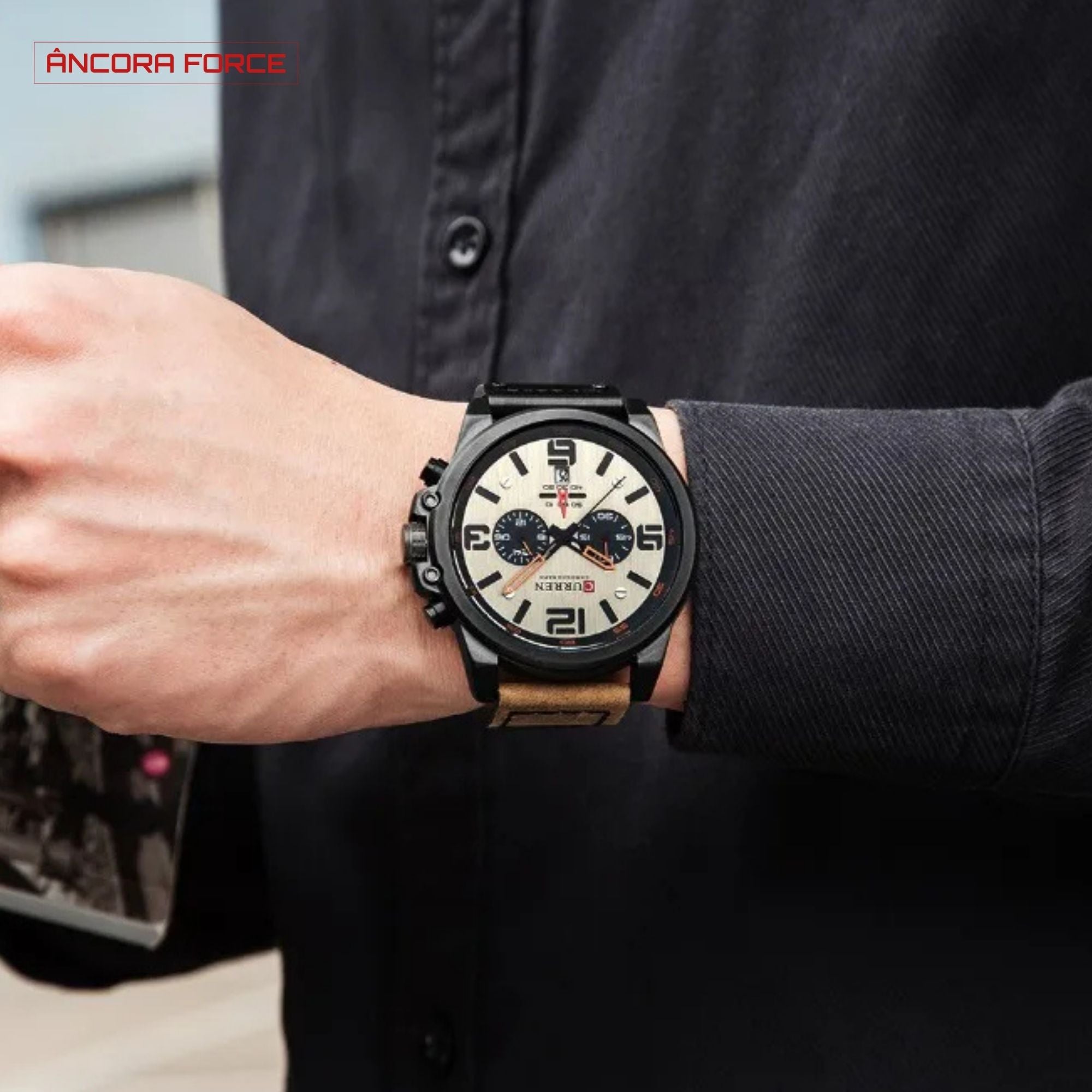 Relógio Masculino CURREN 8314 — Fashion Marrom-Cinza
