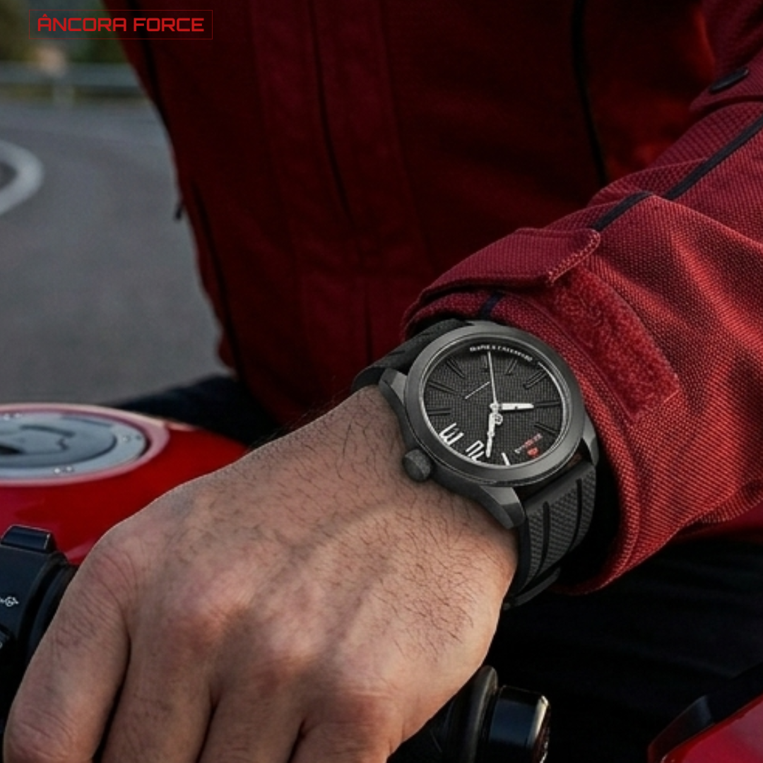 Relógio Masculino NAVIFORCE NF9202T — Militar Preto com Pulseira de Silicone e Resistência à Água 30M