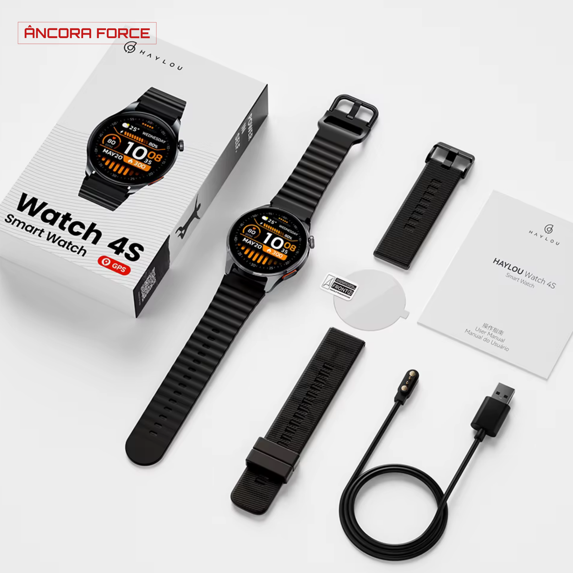 Smartwatch Masculino HAYLOU Watch 4S GPS AMOLED 1.43" 120+ Modos Esportivos