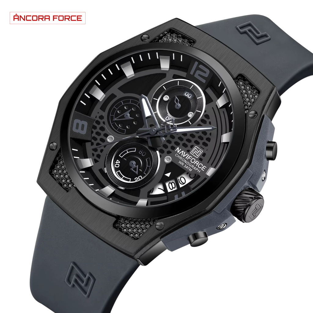 Relógio Masculino Naviforce NF8051T Quartzo Preto Resistente à Água