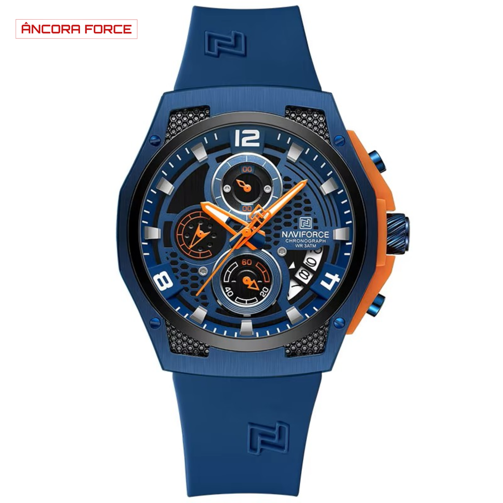 Relógio Masculino Naviforce NF8051T Quartzo Azul Resistente à Água