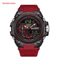 Relógio Masculino SANDA SD3302 — Esportivo Digital Vermelho com Pulseira de Borracha e Resistência à Água 50M