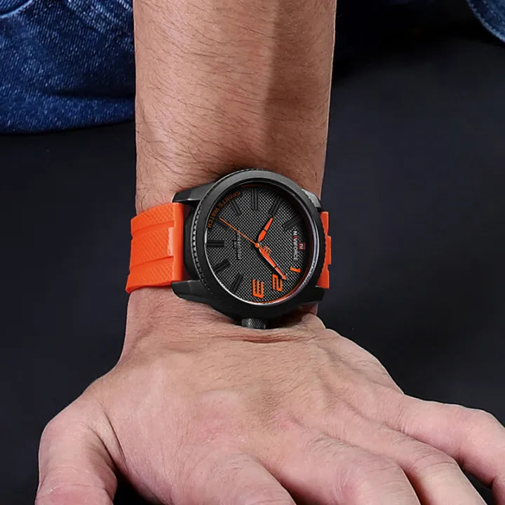 Relógio Masculino NAVIFORCE NF9202T — Militar Laranja com Pulseira de Silicone e Resistência à Água 30M