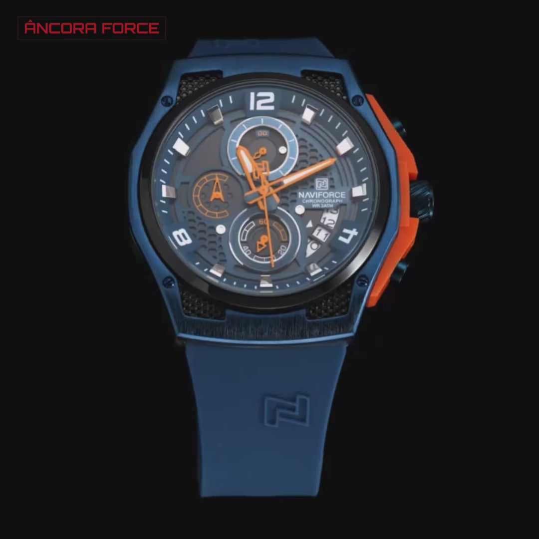Relógio Masculino Naviforce NF8051T Quartzo Azul Resistente à Água